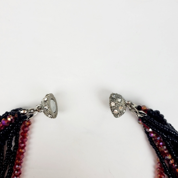 Red & Black Twisted Bead Necklace & Earring Set - Picture 5 of 6